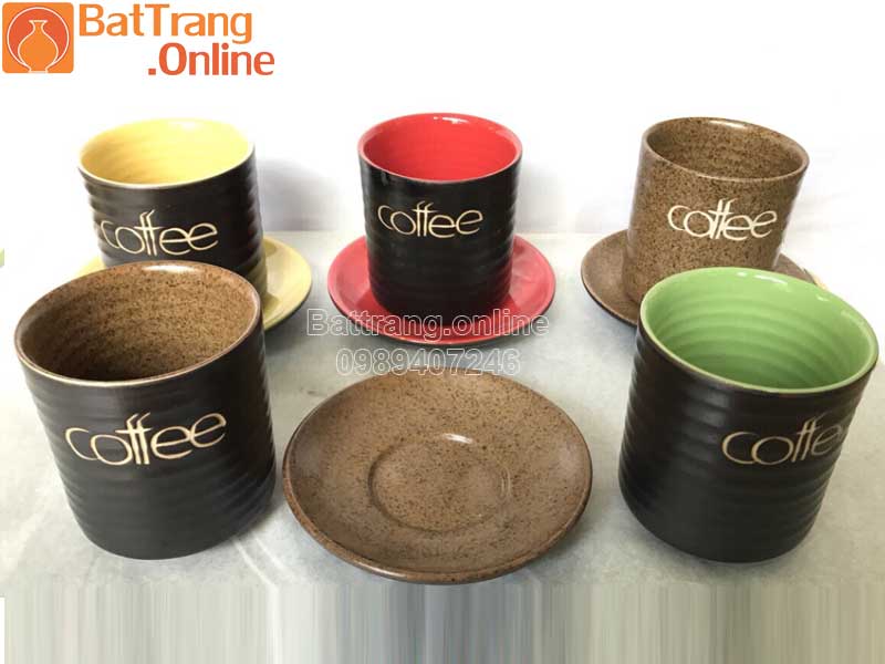 Combo 5 bộ cốc cafe dáng đứng và đĩa